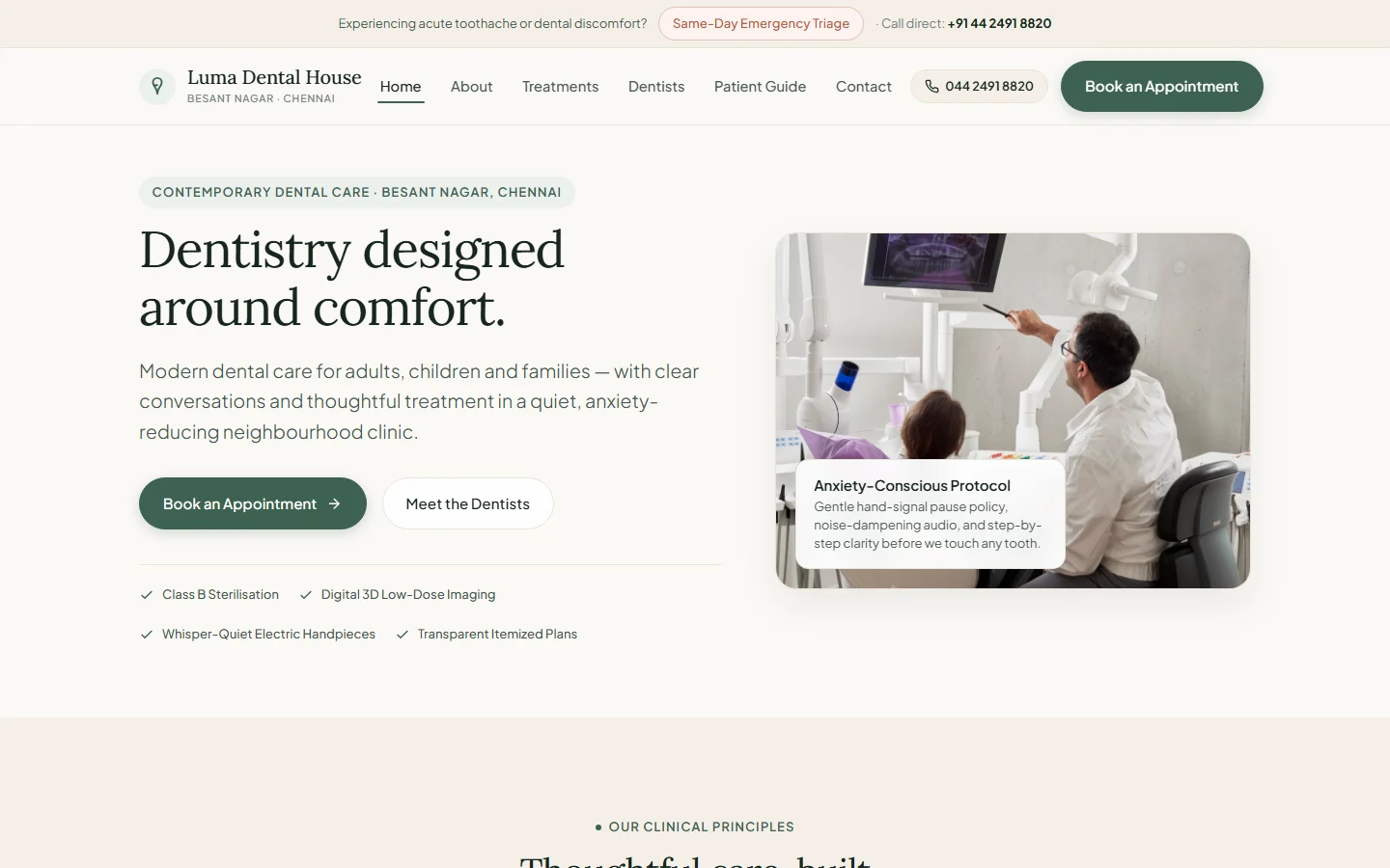 Luma Dental House desktop study showcasing modern clinical workflows.